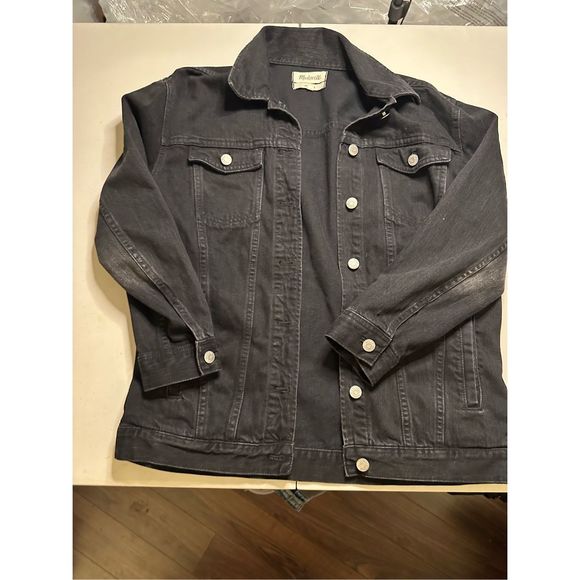 Madewell oversized black Jean jacket medium - Picture 1 of 4